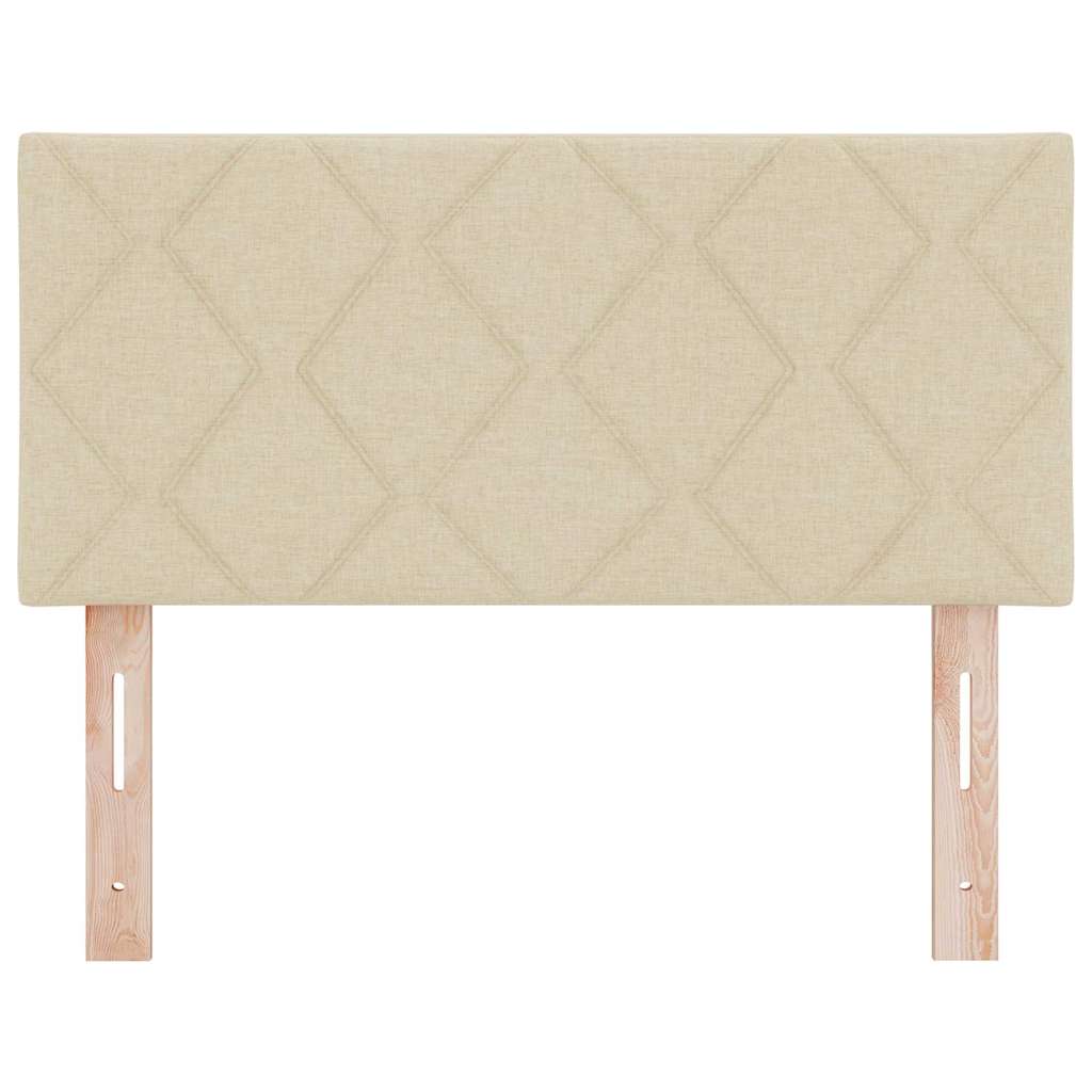 Headboard with LED Strip Lights Adjustable Cream 90 cm Fabric